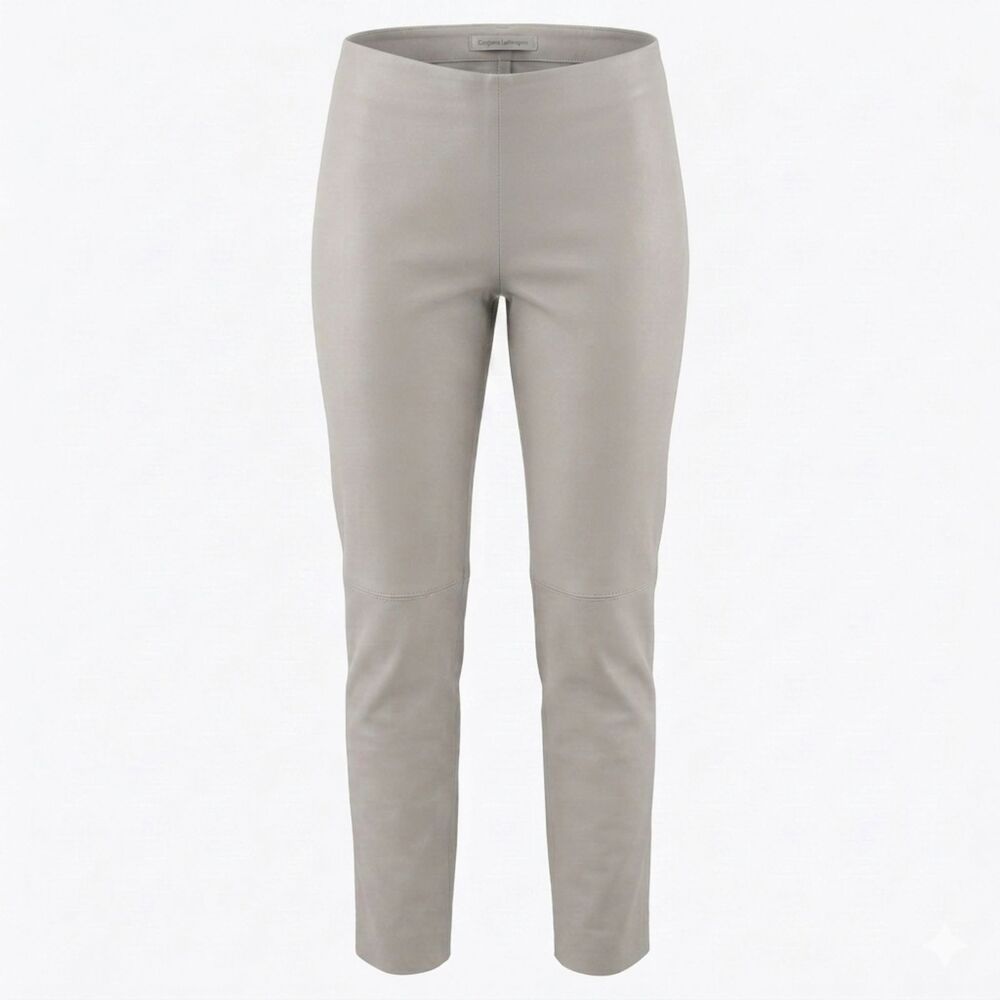 Barbara Lohmann Light Gray Leather Pants Supple Lambskin Women's 10 Quiet Luxury